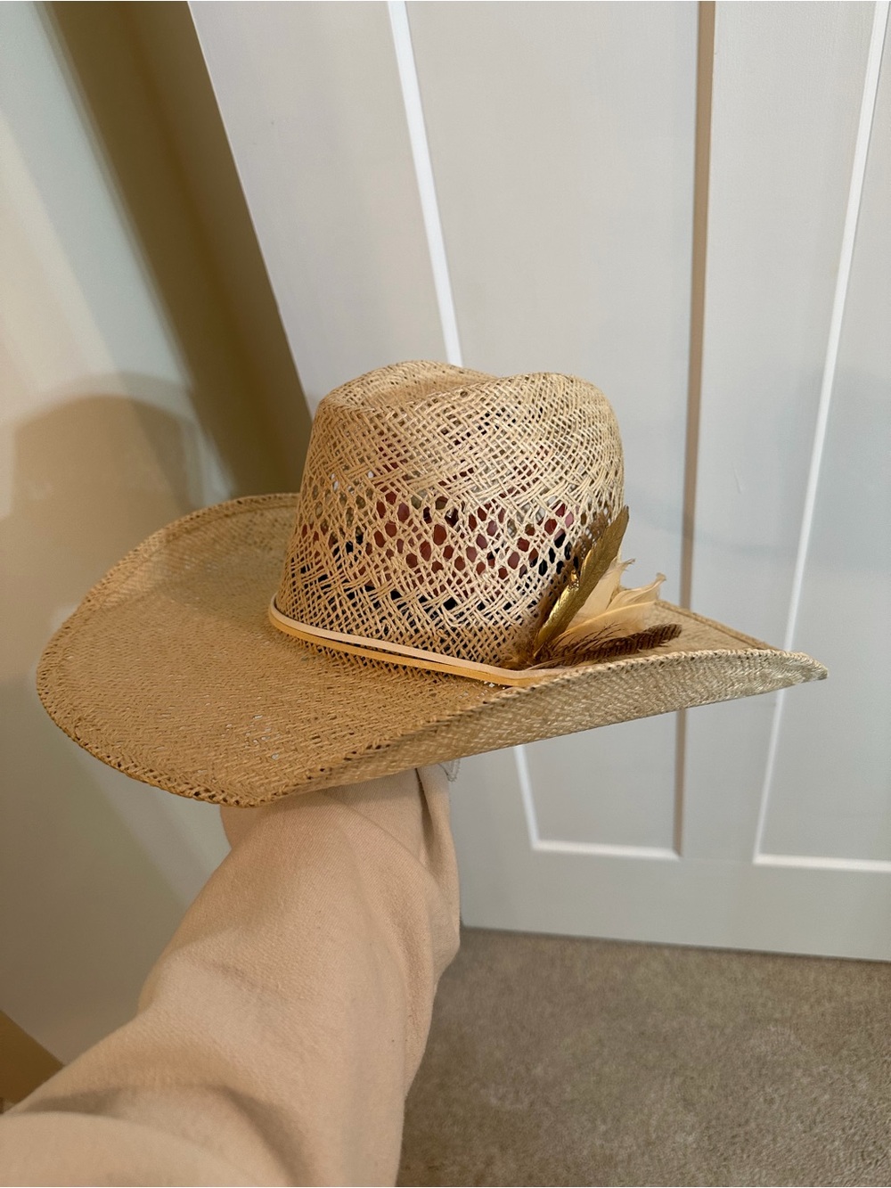 Rodeo king Natural Straw Cowboy Hat with Feather Accent